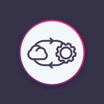 Cloud technology line icon, vector pictogram Stock Illustration