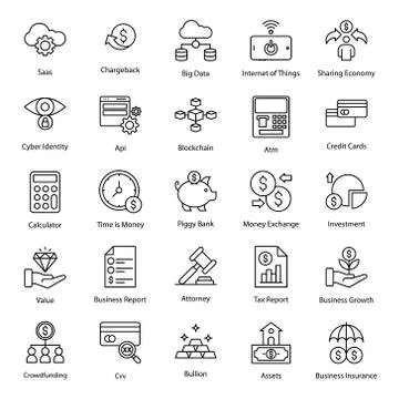 Cloud Technology Line Icons Pack Stock Illustration