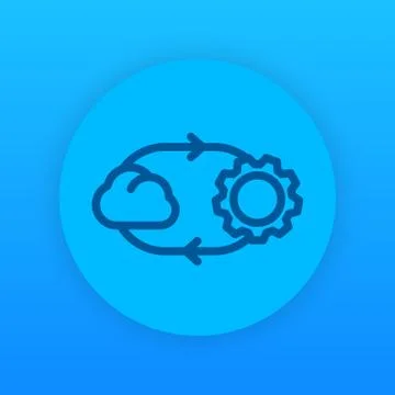 Cloud technology linear icon Stock Illustration