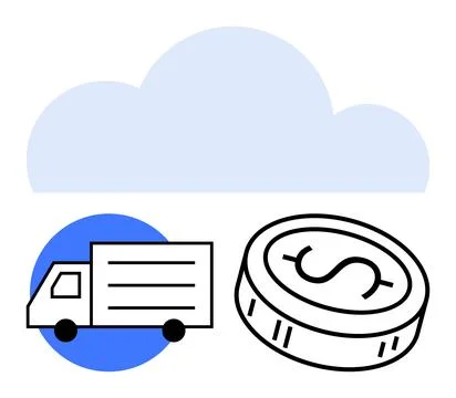 Cloud Technology in Logistics and Financial Management for Efficient Supply.. Illustrazione stock