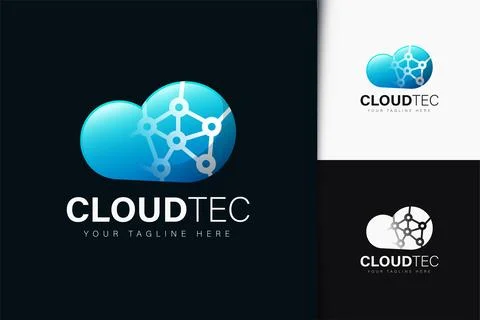 Cloud technology logo design with gradient Stock Illustration