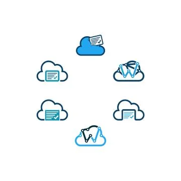 Cloud technology logo design templates vector Set Stock Illustration