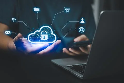 Cloud technology management big data business strategy solution network techn Stock Photos