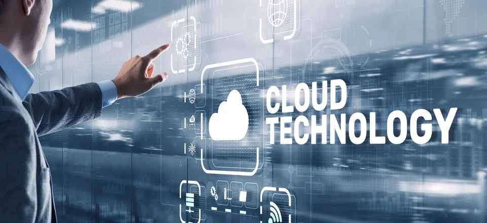 Cloud technology. Networking and internet service concept Stock Photos