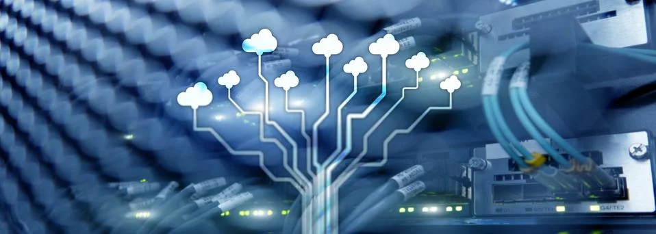 Cloud technology, networking, data storage. Internet concept. Stock Photos