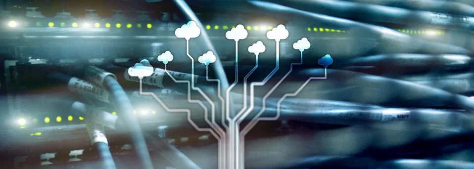 Cloud technology, networking, data storage. Internet concept. Stock Photos