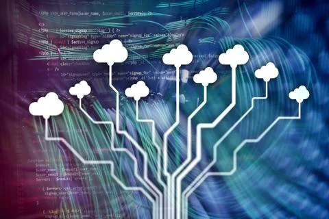 Cloud technology, networking, data storage. Internet concept. Stock Photos