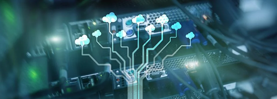 Cloud technology, networking, data storage. Internet concept. Stock Photos