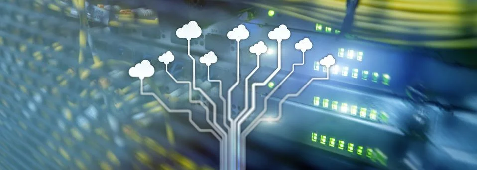 Cloud technology, networking, data storage. Internet concept. Stock Photos
