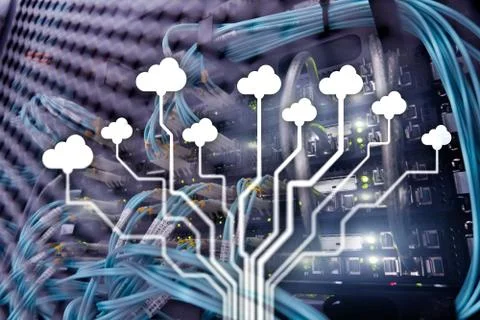 Cloud technology, networking, data storage. Internet concept. Stock Photos