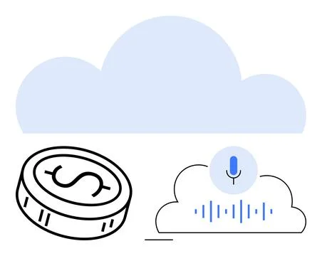 Cloud technology for online financial transactions and voice data processing Stock Illustration