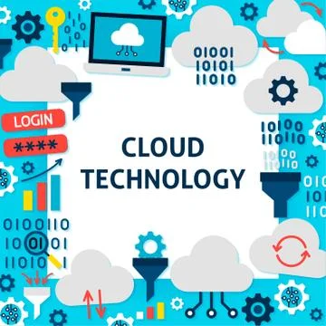 Cloud Technology Paper Template Stock Illustration