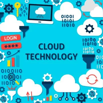 Cloud Technology Paper Template Poster Stock Illustration