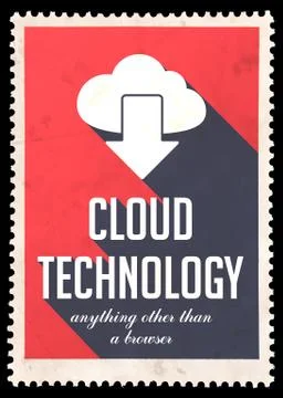 Cloud Technology on Red in Flat Design. Stock Illustration