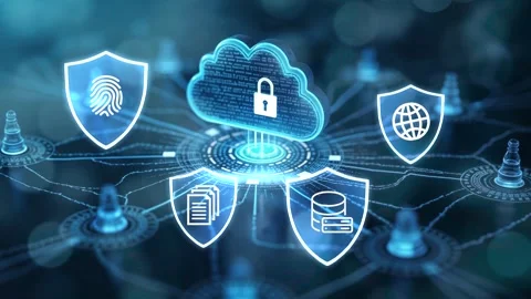 Cloud Technology is Redefining Data Security.Safe data.Protecting cyber attack Stock Footage 302834655