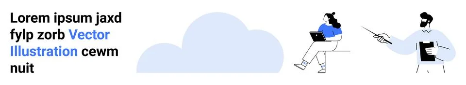 Cloud Technology with Remote Work and Online Presentation Elements Stockillustratie