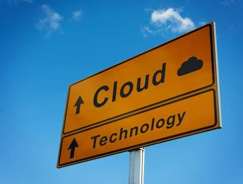 Cloud technology road sign. Cloud technology road sign. Concept of cloud s... Foto stock