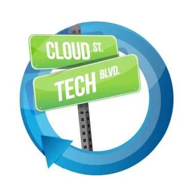Cloud technology road sign cycle Illustrazione stock