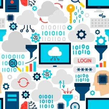 Cloud Technology Seamless Pattern Stock Illustration