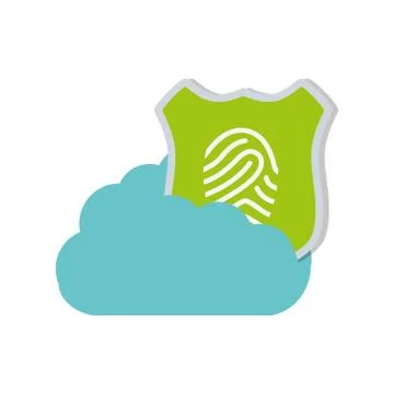 Cloud technology shield protection finger print Illustrazione stock
