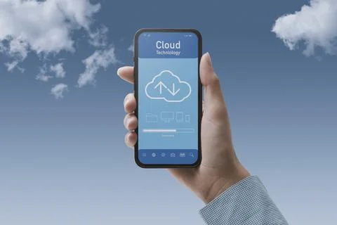 Cloud technology on the smartphone Foto stock