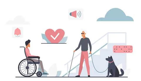 Cloud Technology Solutions For Disabled People Needs 스톡 일러스트
