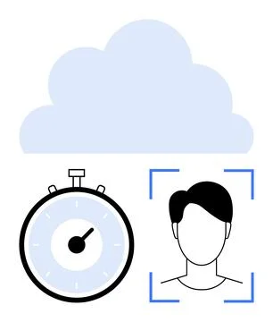 Cloud Technology with Stopwatch and Face Recognition for Time Management an.. Stock Illustration