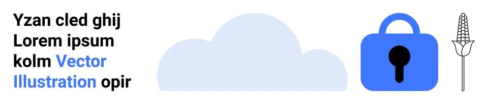 Cloud Technology Symbols with Security and Nature Elements Stock Illustration