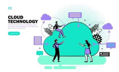 Cloud technology team interaction Stock Illustration