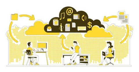 Cloud technology thin line concept vector illustration Stock Illustration
