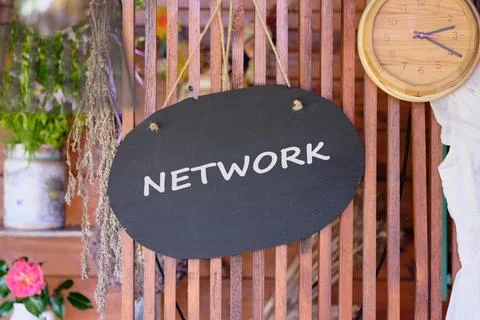 Cloud technology, upload and download concept. Copy space. NETWORK written on a Stock Photos