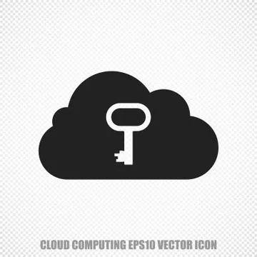 Cloud technology vector Cloud With Key icon. Modern flat design Stock Illustration