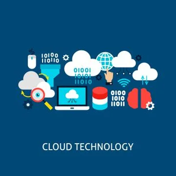 Cloud Technology Vector Concept Stock Illustration