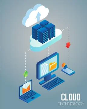 Cloud technology vector isometric illustration Stock Illustration