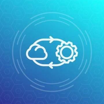 Cloud technology vector line icon Stock Illustration