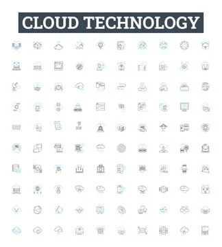 Cloud technology vector line icons set. Cloud, Technology, Computing Stock Illustration