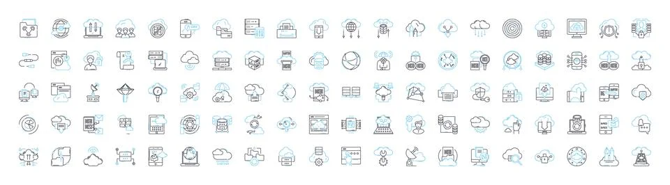 Cloud technology vector line icons set. Cloud, Technology, Computing Stock Illustration