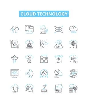 Cloud technology vector line icons set. Cloud, Technology, Computing Stock Illustration