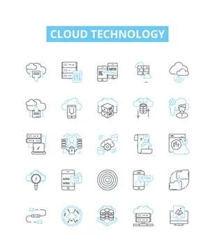 Cloud technology vector line icons set. Cloud, Technology, Computing Stock Illustration