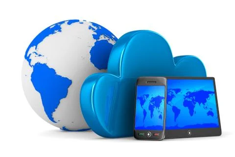 Cloud technology on white background. Isolated 3D image Stock Illustration