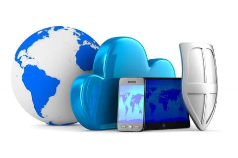 Cloud technology on white background. Isolated 3D image Stock Illustration