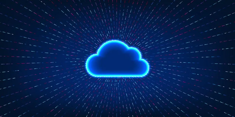 Cloud technology, working with light emitted around the body, conveys the a.. Stockillustratie