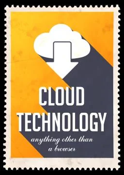 Cloud Technology on Yellow in Flat Design. Stock Illustration