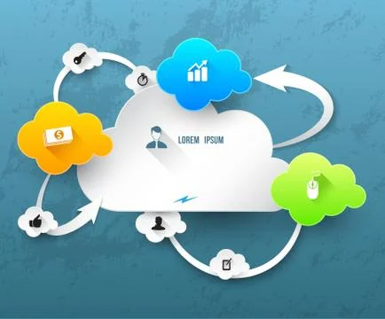 Cloud template with icons Stock Illustration