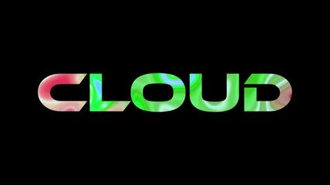 Cloud text on black background. Multicolored glossy technological word writ.. 스톡 일러스트