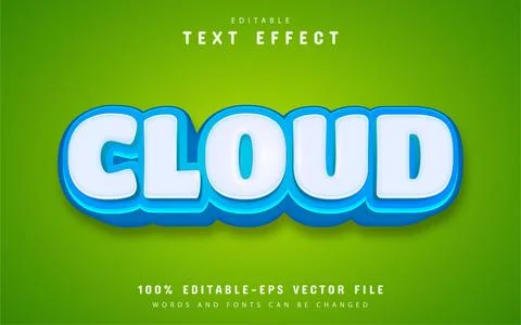 Cloud  text, editable cartoon style text effect Illustrazione stock