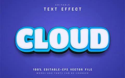 Cloud text effect cartoon style Stock Illustration