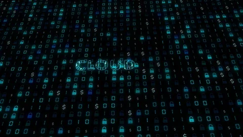 Cloud, text with microprocessor electronics texture, calculation methods in Vídeo Stock 106860945