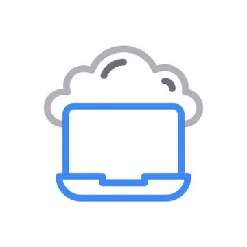 Cloud thin line colour icon Stock Illustration