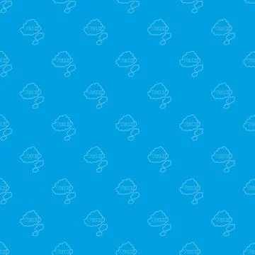 Cloud with think inscription pattern vector seamless blue Stock Illustration